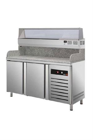 BANCO PIZZA 2PORTE MMZA-150 CON VETRINA GN 1/3 MIA-154 HC