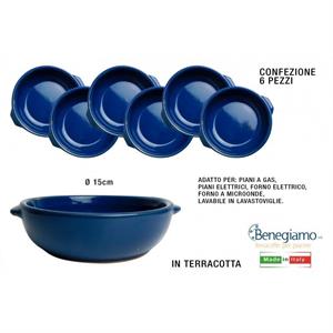 PADELLINA/TEGAMINO TERRACOTTA GHIOTTA INT.BLUE 2/M CF=6PZ