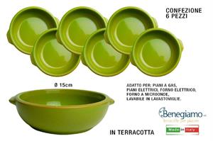 PADELLINA/TEGAMINO TERRACOTTA GHIOTTA INT.VERDE 2/M CF=6PZ