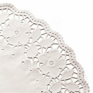 PIZZI MERLETTI ROTONDI DIAM.37CM BIANCO 53GR CF=250PZ