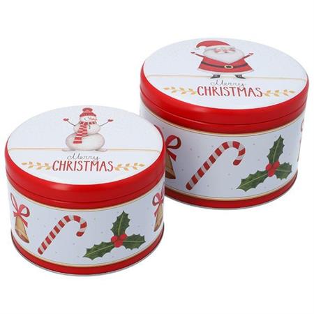 METAL TIN BOX SET 2PZ MERRY CHRISTMAS