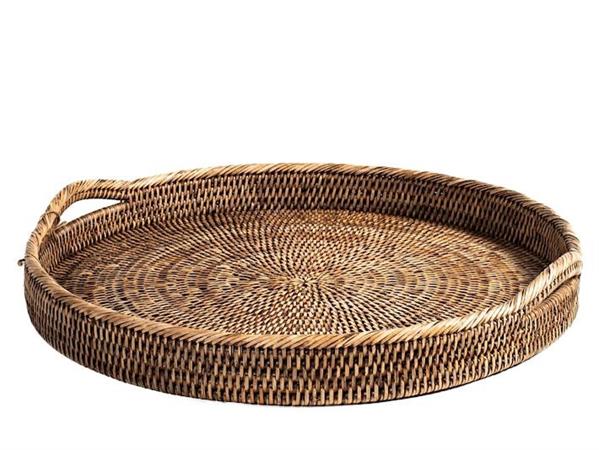 VASSOIO RATTAN TONDO C/MANICI CM.46X7H