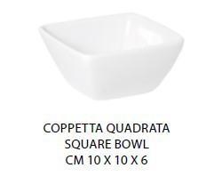 COPPETTA QUADRATA CM.10X10X6H PORCELLANA BIANCA