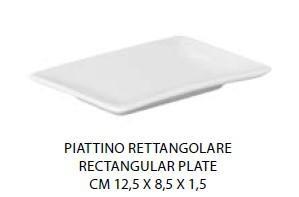 PIATTINO RETT. CM.12,5X8,5X1,5H PORCELLANA BIANCA