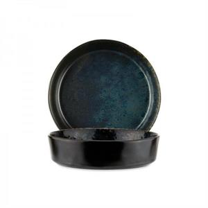 PIATTO FONDO PHOBOS NERO.PUNT.BLU DIAM.18CM STW