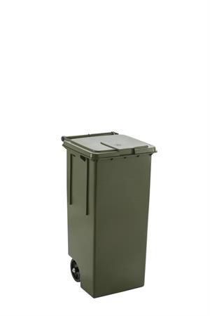 PATTUMIERA 100LT VERDE C/RUOTE-COP-PED CM.46X42X81,5H