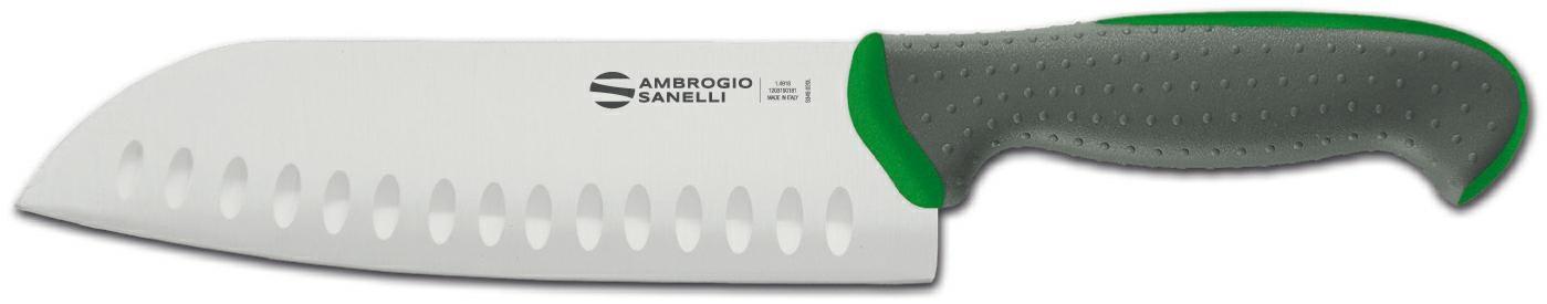 COLTELLO SANTOKU ALVEOLATO 18CM VERDE TECNA