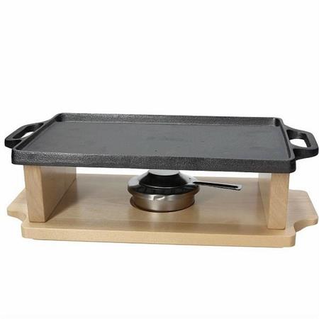 PIASTRA GRILL RETT.33X20CM + BASE IN LEGNO FUSION T