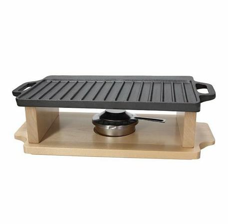 PIASTRA GRILL RETT.37X23CM + BASE IN LEGNO FUSION T