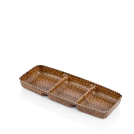 PIATTO TRIPLE SNACK LEGNO 26X10CM