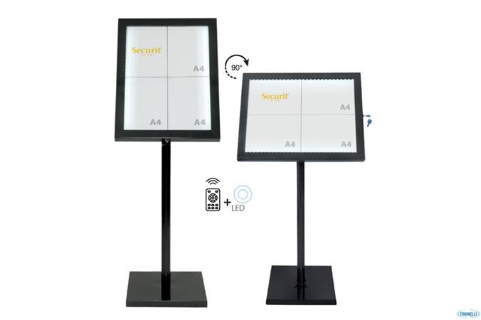 ESPOSITORE MENU VERTICALE NERO STAR A LED 138X50X40CM