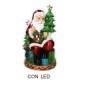 BABBO NATALE RESINA ROSSI CON REGALI A LED cm35,5x28h60