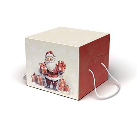 SCATOLA PORTA PANETTONE BABBO NATALE 22x21x18 CM