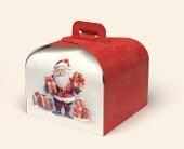 SCATOLA PORTA PANETTONE BASSO BABBO NATALE 22x22x18CM