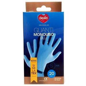 GUANTI MONOUSO BLU TG.S DEALO SIMILATEX S/POLVERE CF=20PZ