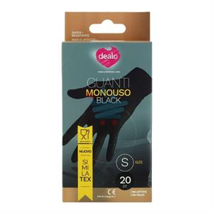 GUANTI MONOUSO NERO TG.S DEALO SIMILATEX S/POLVERE CF=20PZ